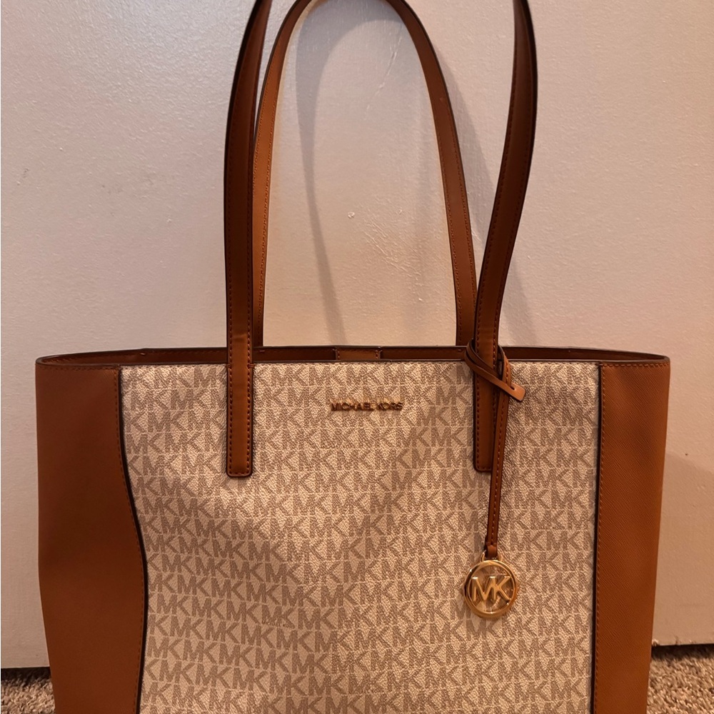 Michael Kors Brown and Cream Monogram Tote
